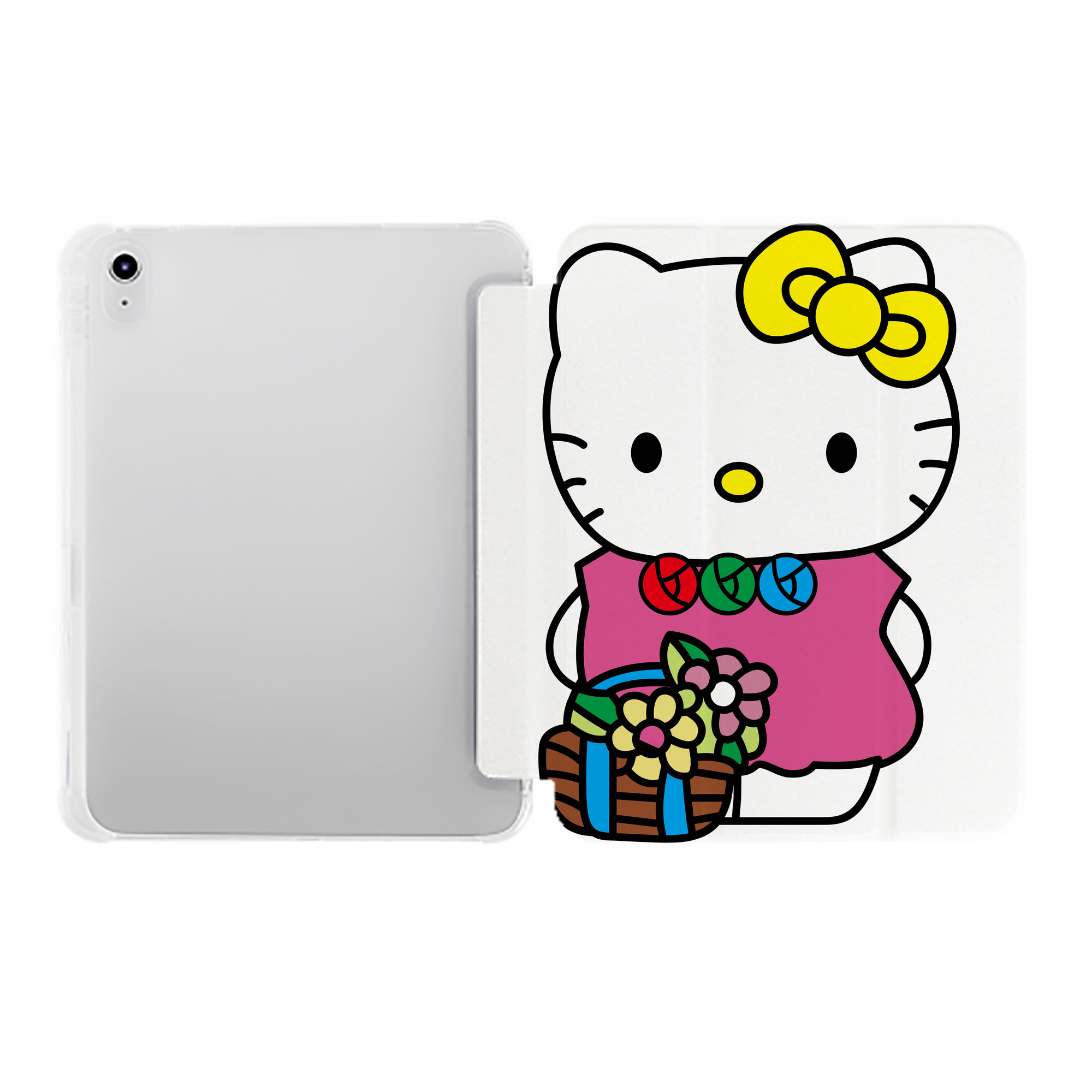 （画像用） Hello Kitty ハローキティ IPad ケース ペン収納付き 三つ折りスタンド PUレザー×シリコン 対応機種9.5/10.5/10.9インチ
